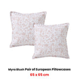 Pillowcases: Bianca Pair of Myra Blush European Pillowcases 65 x 65cm