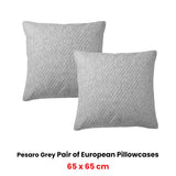 Pillowcases: Bianca Pair of Pesaro Grey European Pillowcases 65 x 65cm