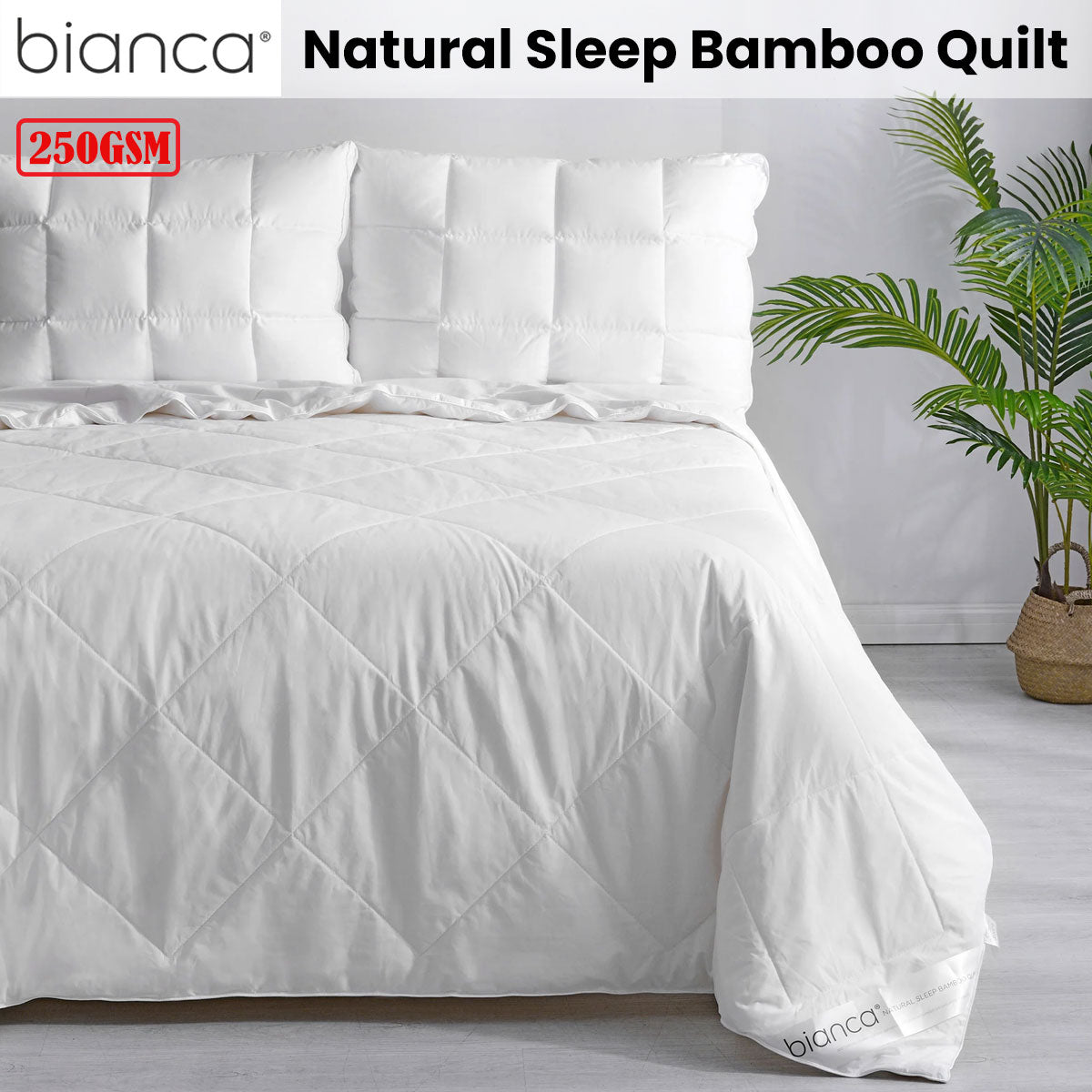 Quilts & Duvets: Bianca 250GSM Natural Sleep Bamboo Summer Quilt Queen