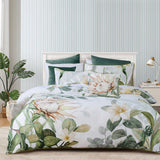 Duvet Covers: Bianca Helensvale White Floral Cotton Sateen Quilt Cover Set Queen