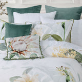 Duvet Covers: Bianca Helensvale White Floral Cotton Sateen Quilt Cover Set Queen