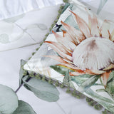 Duvet Covers: Bianca Helensvale White Floral Cotton Sateen Quilt Cover Set Queen
