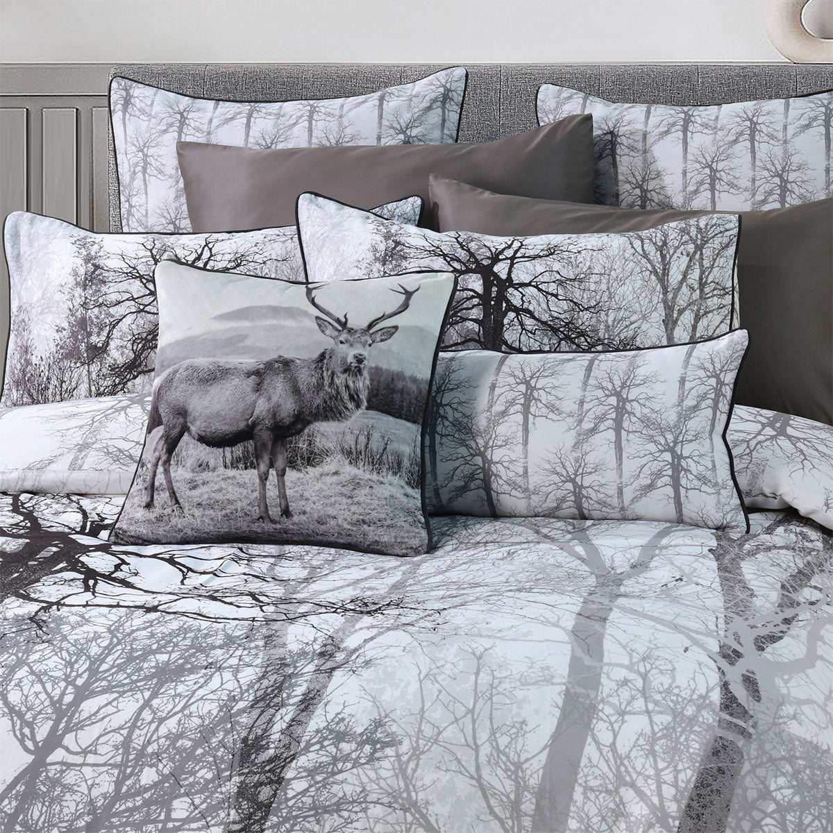 Duvet Covers: Bianca Myrtleford Grey Cotton Sateen Quilt Cover Set Super King