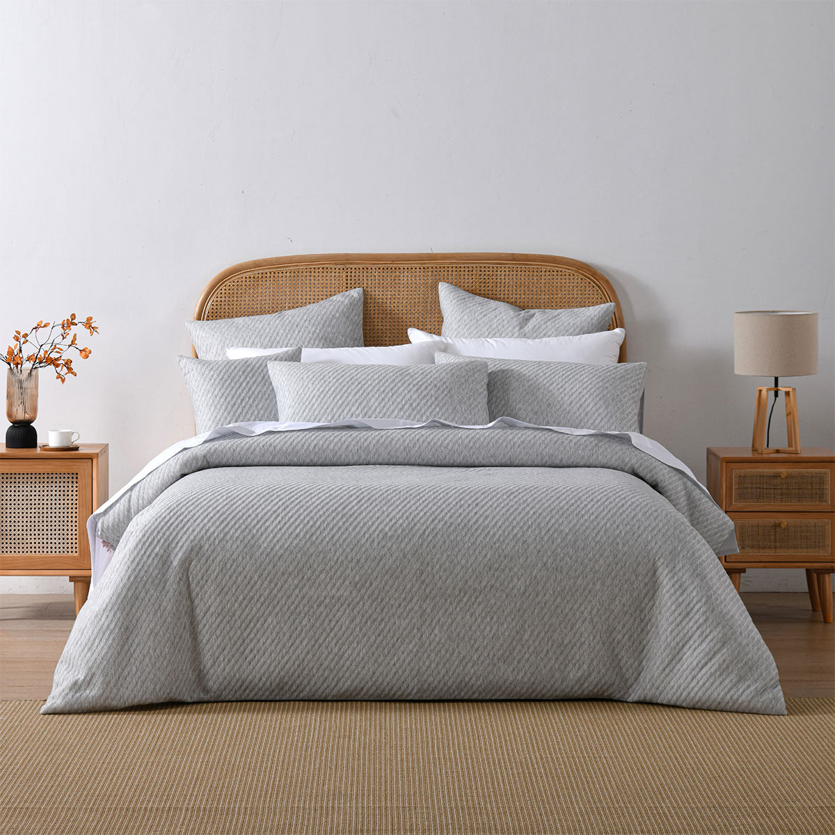 Duvet Covers: Bianca Pesaro Grey Polyester Cotton Quilt Cover Set Super King