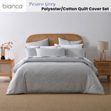 Duvet Covers: Bianca Pesaro Grey Polyester Cotton Quilt Cover Set Super King