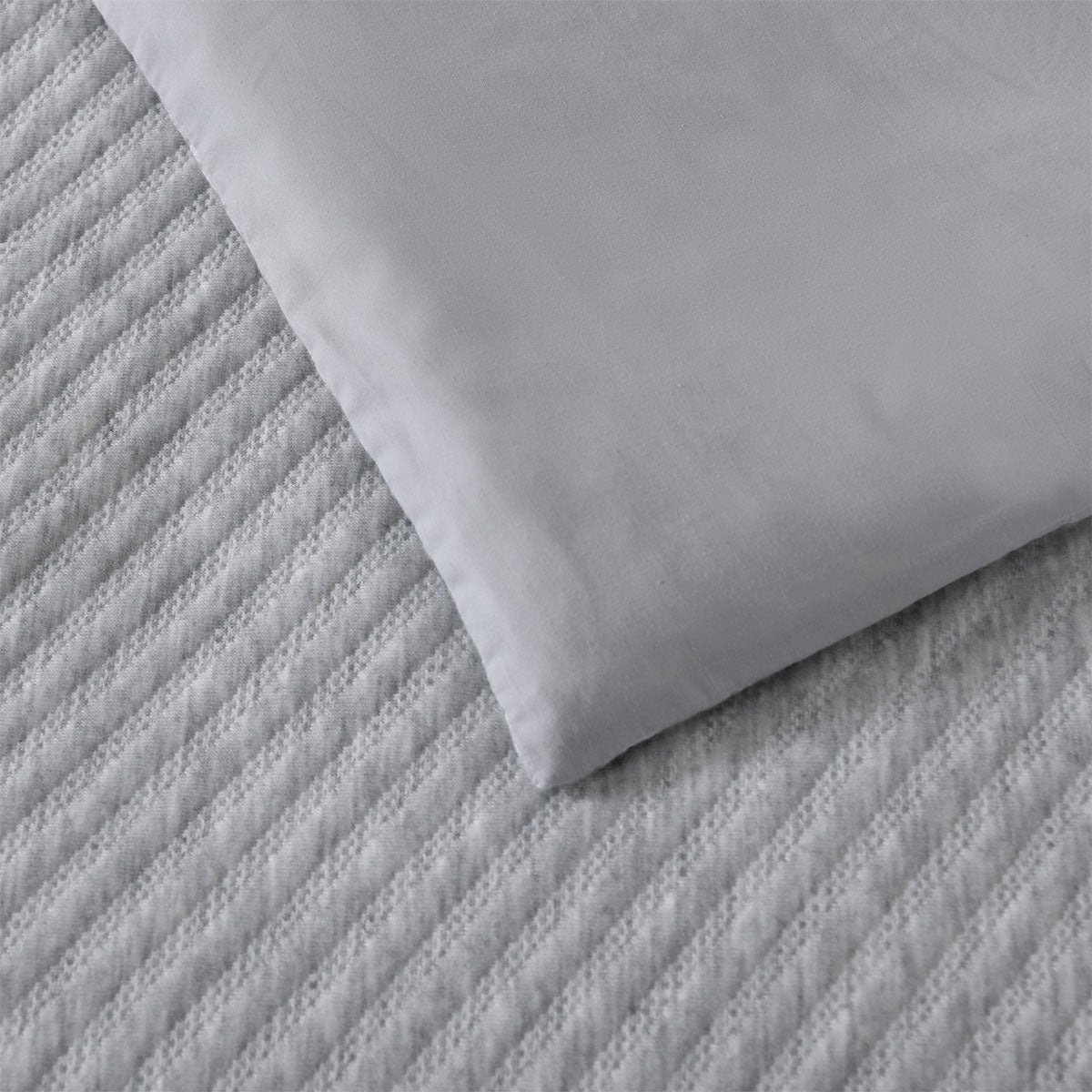 Duvet Covers: Bianca Pesaro Grey Polyester Cotton Quilt Cover Set Super King