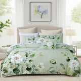 Duvet Covers: Bianca Salisbury Sage Floral Cotton Sateen Quilt Cover Set Super King