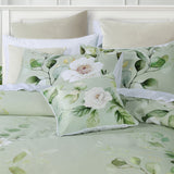 Duvet Covers: Bianca Salisbury Sage Floral Cotton Sateen Quilt Cover Set Super King