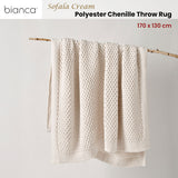Blankets & Throws: Bianca Sofala Cream Polyester Chenille Throw Rug 130 x 170 cm