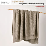 Blankets & Throws: Bianca Sofala Taupe Polyester Chenille Throw Rug 130 x 170 cm