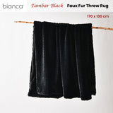 Blankets & Throws: Bianca Tambar Black Faux Fur Throw Rug 130 x 170 cm