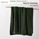 Blankets & Throws: Bianca Tambar Forest Green Faux Fur Throw Rug 130 x 170 cm