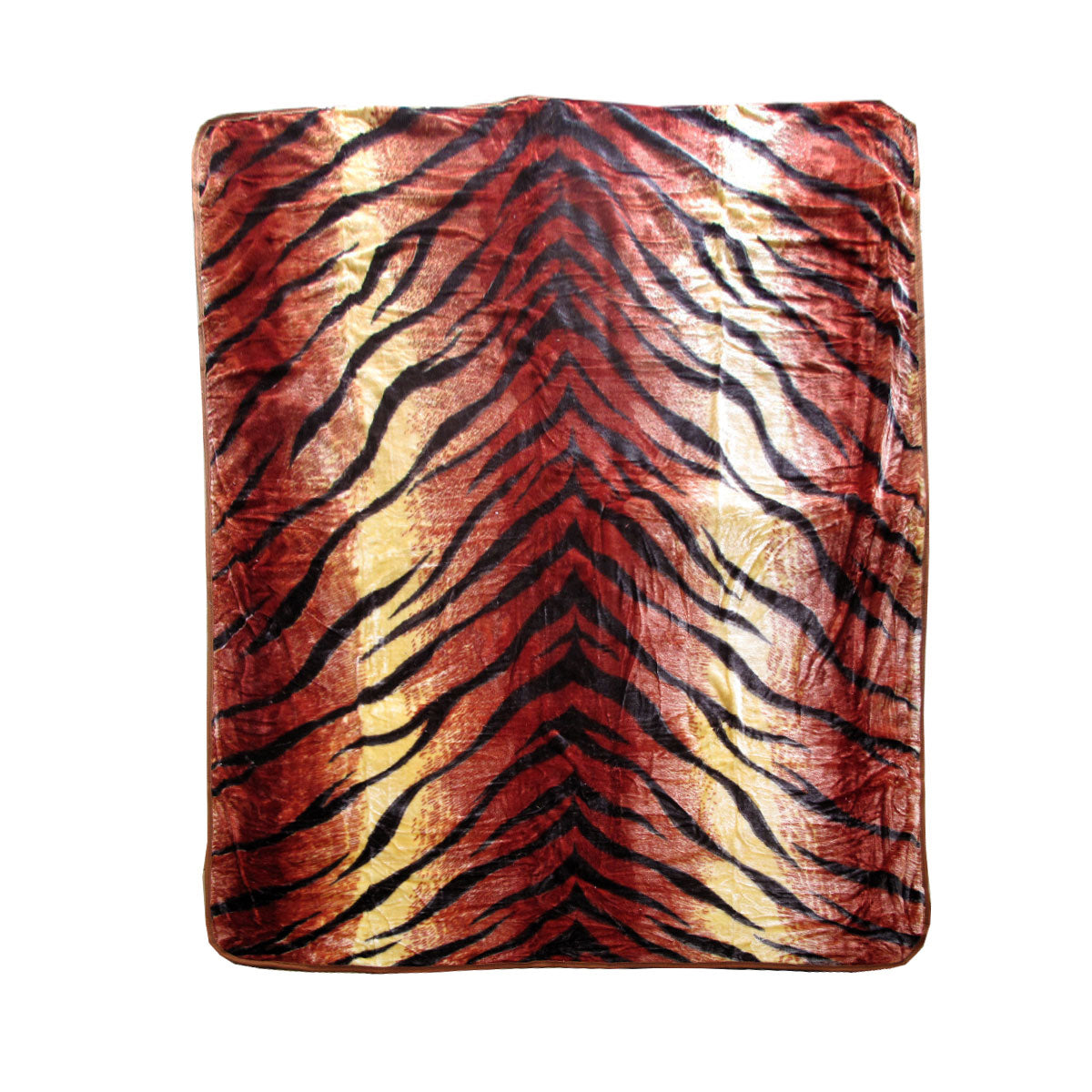 Blankets & Throws: 375gsm 1 Ply Animal Print Faux Mink Blanket Queen 200x240 cm Tiger