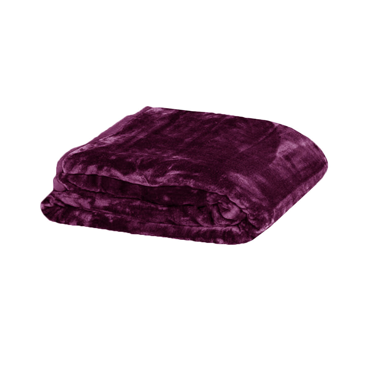 Blankets & Throws: 375gsm 1 Ply Solid Faux Mink Blanket Queen 200x240 cm Plum