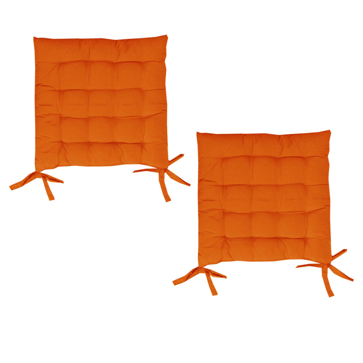 Cushions & Throws: Set of 2 Chair Pads with Ties 40 x 40 cm Orange