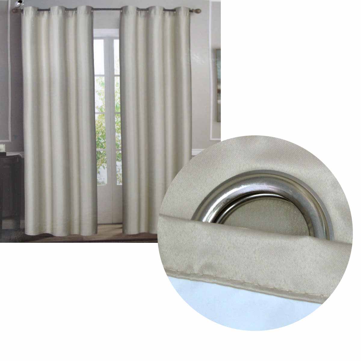 Curtains & Drapes: Emporio Hudson Pair of Coated Back Blockout Eyelet Curtains 137 x 213cm each Taupe (Labelled as Ivory)