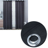 Curtains & Drapes: Pair of Solid Colour Sheer Eyelet Curtains 137 x 213 cm Black