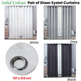 Curtains & Drapes: Pair of Solid Colour Sheer Eyelet Curtains 137 x 213 cm Black
