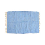Floor Rugs: Large Chindi Cotton Handmade Floor Mat with Tassels 90 x 150 cm Blue