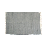 Floor Rugs: Large Chindi Cotton Handmade Floor Mat with Tassels 90 x 150 cm Grey