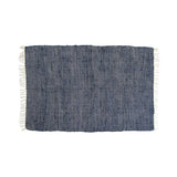 Floor Rugs: Large Chindi Cotton Handmade Floor Mat with Tassels 90 x 150 cm Navy