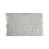 Floor Rugs: Large Chindi Cotton Handmade Floor Mat with Tassels 90 x 150 cm Silver