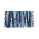 Floor Rugs: Tonal Chindi Cotton Handmade Floor Mat with Tassels 70 x 120 cm Blue