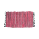 Floor Rugs: Tonal Chindi Cotton Handmade Floor Mat with Tassels 70 x 120 cm Pink