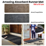 Floor Rugs: Amazing Absorbent Runner Mat 150 x 57 cm Black/Charcoal/White