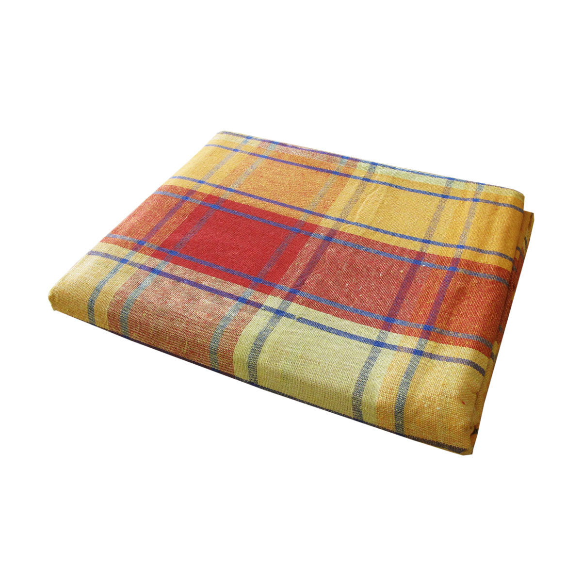Table Linen & Kitchen Towels: Cotton Plaid Checks Round Table Cloth 180cm Diameter Yellow