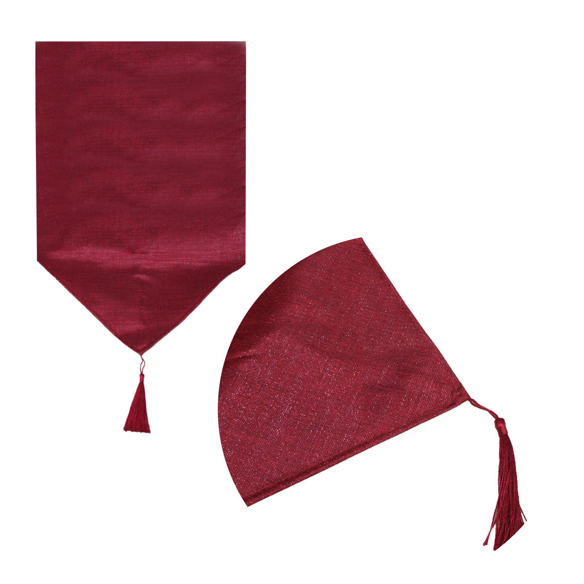 Table Linen & Kitchen Towels: Metallic Texture Table Runner with Tassel 33 x 180 cm Red