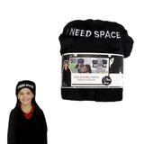 Blankets & Throws: Kids Embroidered Hooded Throw Rug 100 x 125cm Black I Need Space