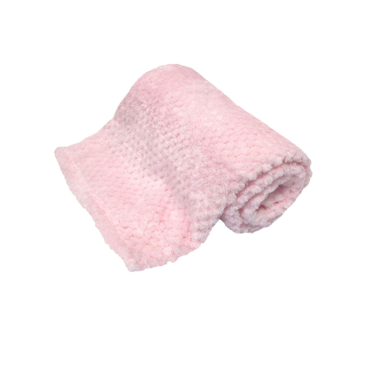 Blankets & Throws: 180GSM Soft Popcorn Coral Fleece Throw Rug 127 x 152cm Baby Pink
