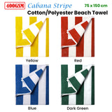 Beach Towels: 400GSM Cabana Stripe Cotton Polyester Beach Towel Yellow