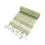 Beach Towels: Cotton Rich Large Turkish Beach Towel with Tassels 80cm x 155cm Green