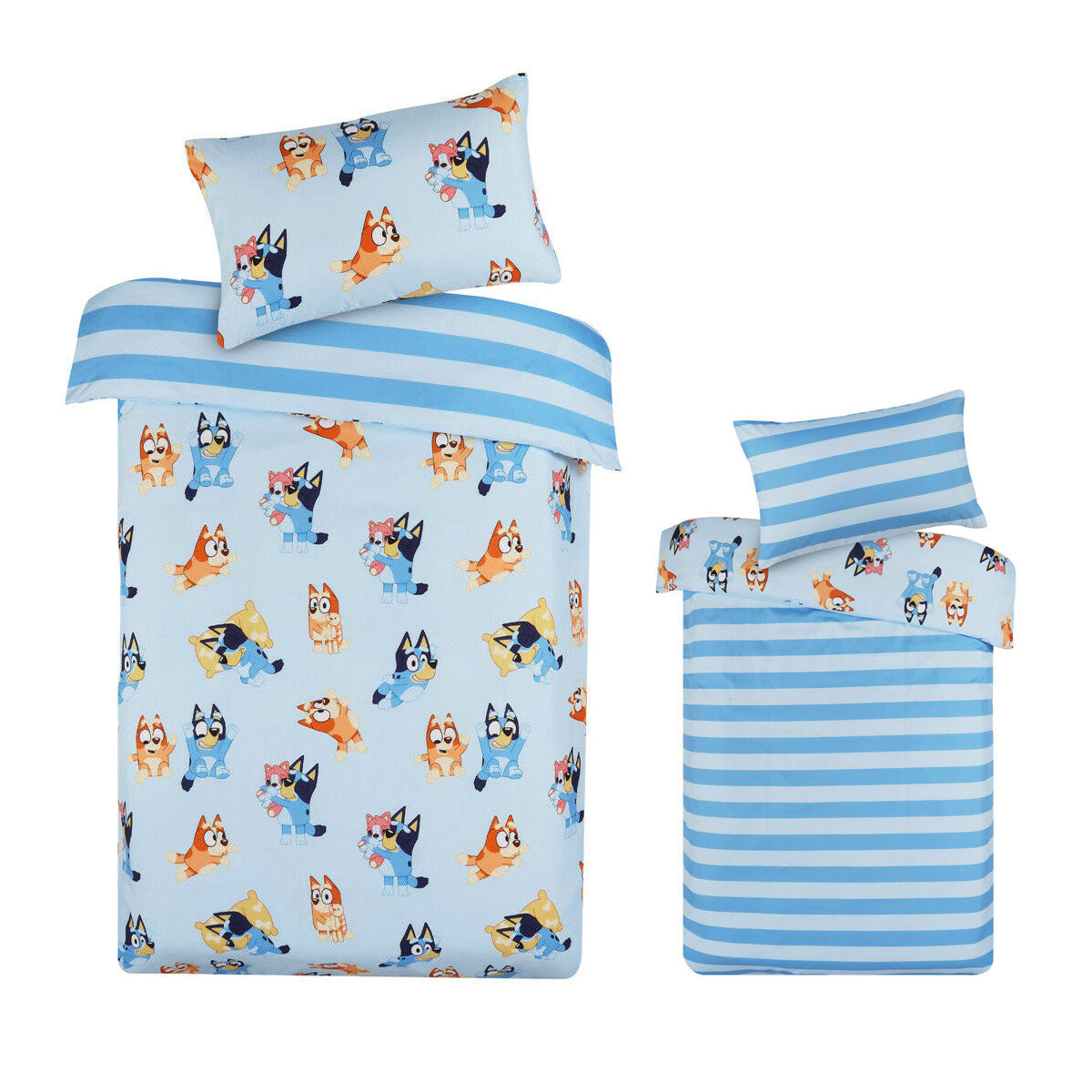 Duvet Covers: Bluey Bingo Reversible Striped Licensed Quilt Cover Set Single