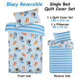 Duvet Covers: Bluey Bingo Reversible Striped Licensed Quilt Cover Set Single