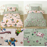 Duvet Covers: MOJANG Minecraft Reversible Cotton Boys Girls Quilt Cover Set Single