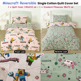 Duvet Covers: MOJANG Minecraft Reversible Cotton Boys Girls Quilt Cover Set Single