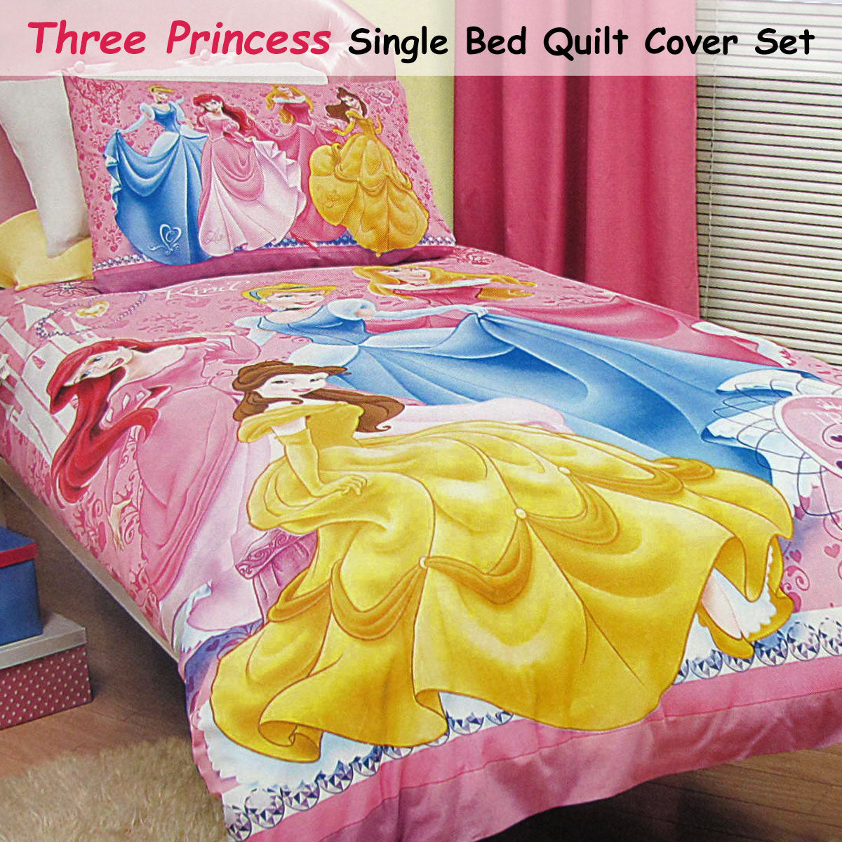 Duvet Covers: Caprice Disney Three Princesses Licensed Quilt Cover Set Single