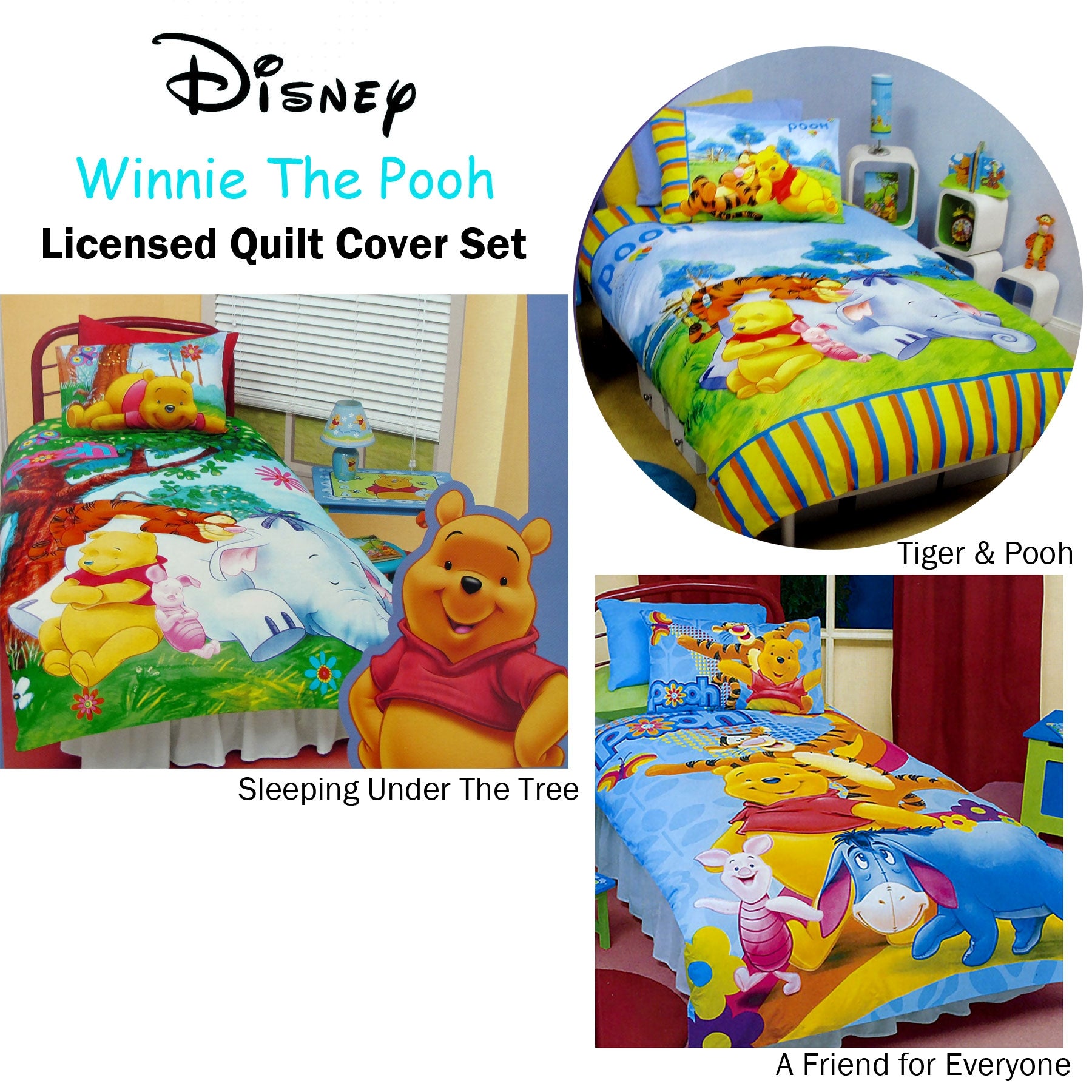 Duvet Covers: Disney Winnie The Pooh Quilt Cover Set Tiger & Pooh Single