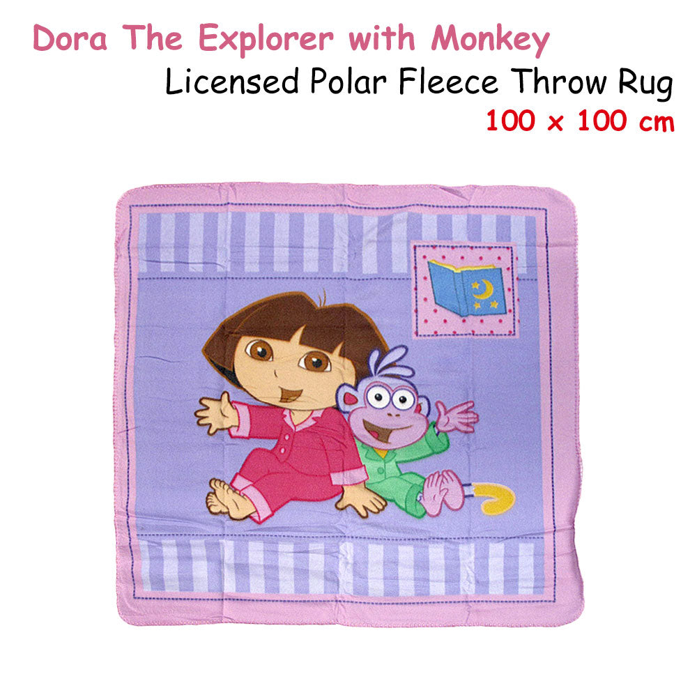 Blankets & Throws: Caprice Polar Fleece Throw Rug Dora Explorer with Monkey 100 x 100 cm