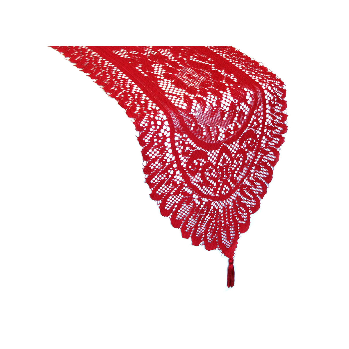 Table Linen & Kitchen Towels: Logan Red Lace Table Runner with Tassle 33 x 137 cm