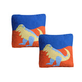 Cushions & Throws: Pack of 2 Dinosaur Embroidered Quilted Cushion Covers 43 x 43 cm