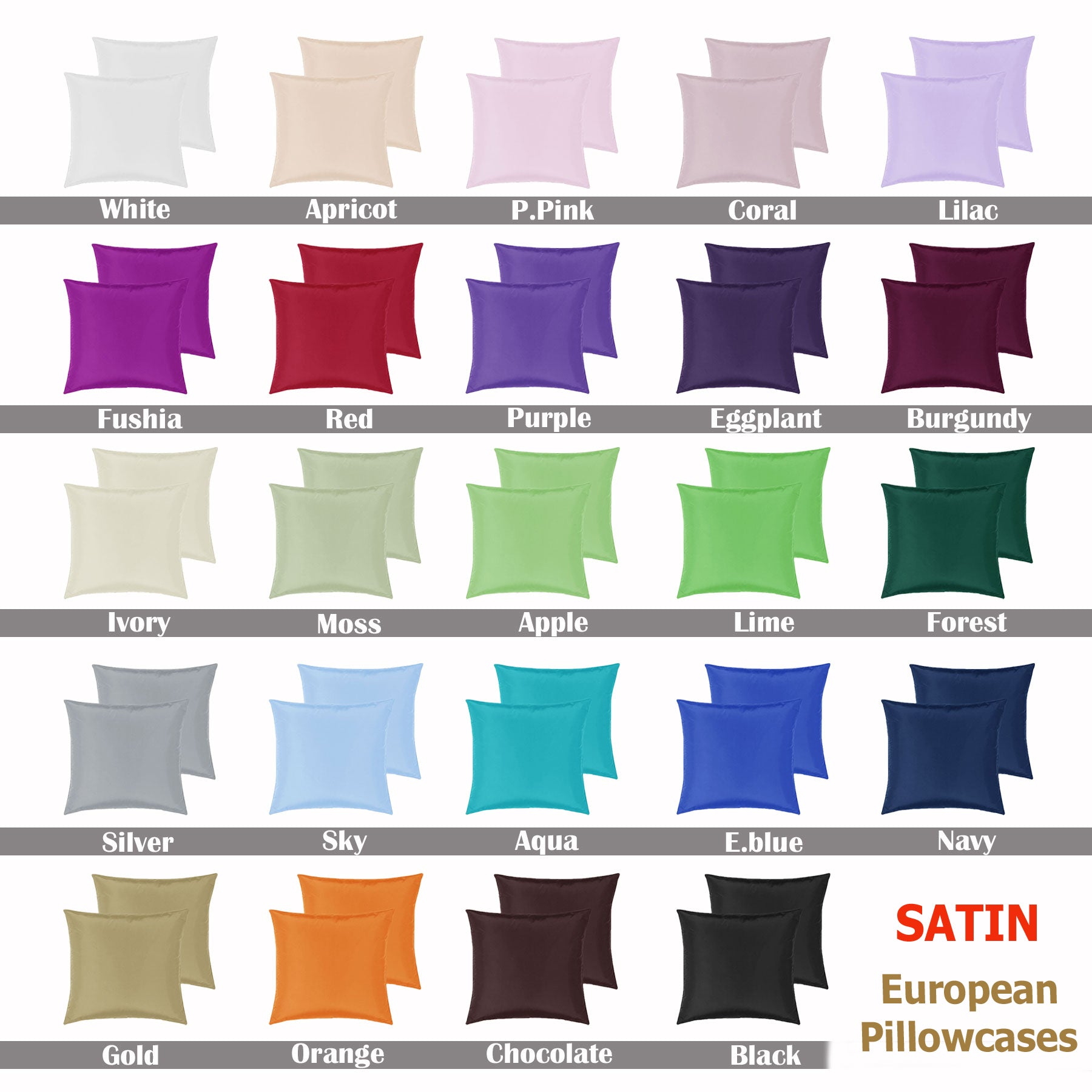 Pillowcases: PepperMIll Satin European Pillowcases ( Pair ) PURPLE