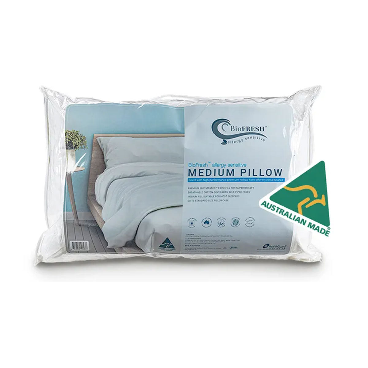Pillows: Easyrest BioFresh Allergy Sensitive Medium Standard Pillow 48 x 73 cm