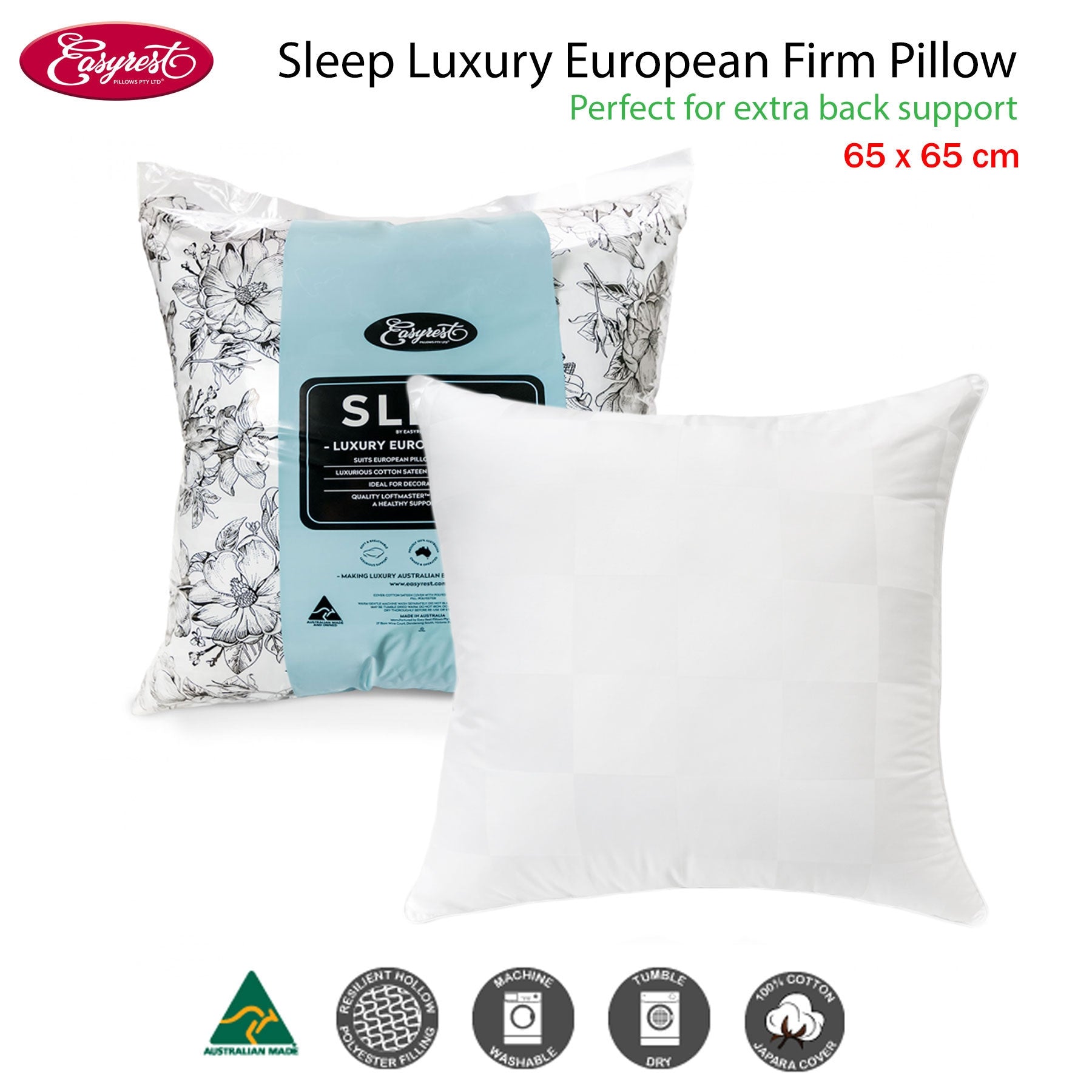 Pillows: Easyrest Sleep Luxury European Firm Pillow