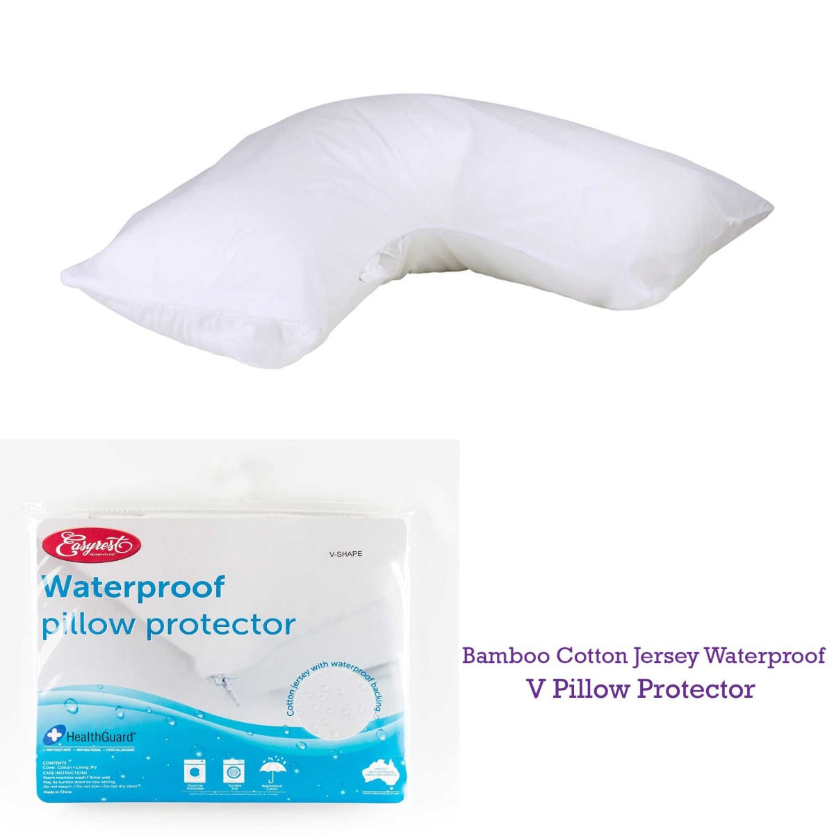 Pillows: Easyrest Bamboo Cotton Jersey Waterproof V Pillow Protector