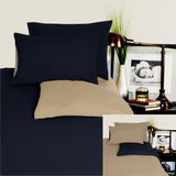 Duvet Covers: Hotel Living Reversible 100% Cotton JERSEY Quilt Cover Set Black / Latte - QUEEN