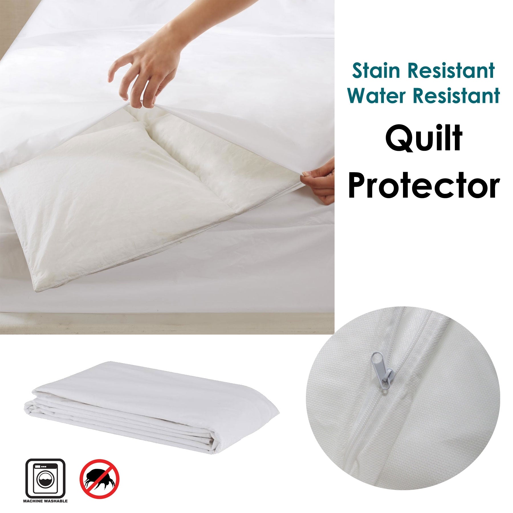 Mattress Protectors: Stain/ Water Resistant Quilt Protector Single